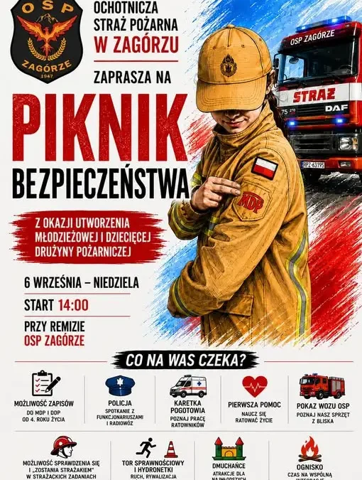 Piknik Bezpieczeństwa w Zagórzu – atrakcje dla całych rodzin już 6 września
