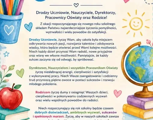 Nowy rok szkolny 2026/2027 rozpoczęty – życzenia dla uczniów i nauczycieli