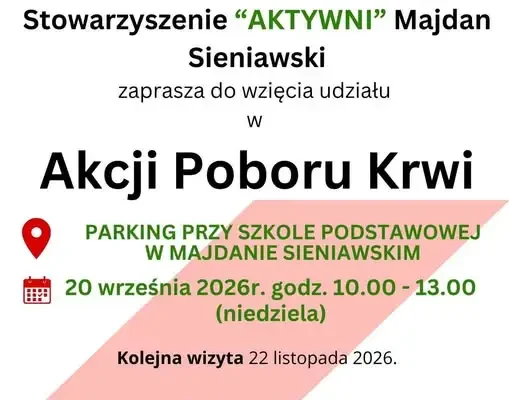 Akcja krwiodawstwa w Majdanie Sieniawskim – 20 września 2026