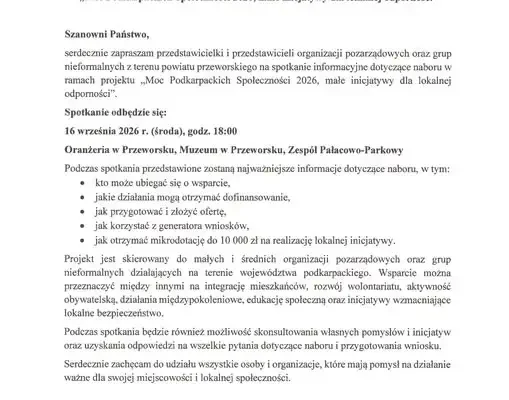 Spotkanie informacyjne o programie „Moc Małych Społeczności” w Przeworsku