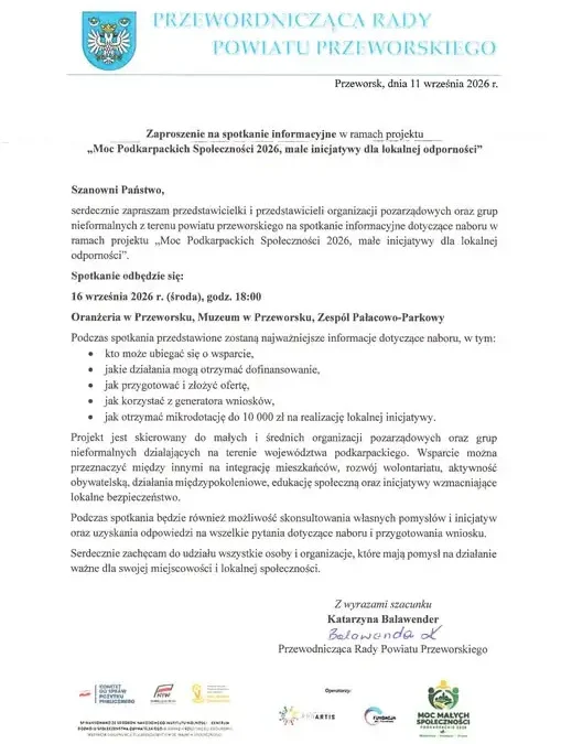 Spotkanie informacyjne o programie „Moc Małych Społeczności” w Przeworsku