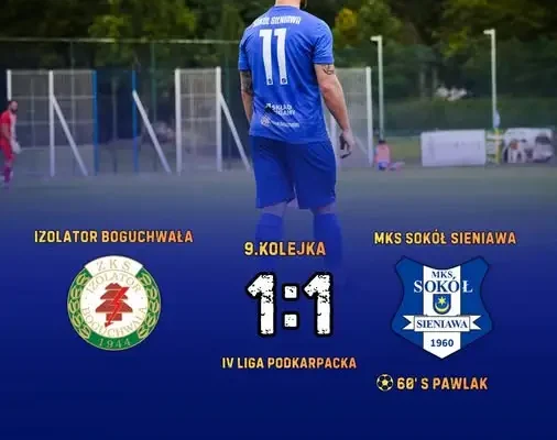 Izolator Boguchwała remisuje z Sokołem Sieniawa 1:1 w 9. kolejce IV ligi podkarpackiej