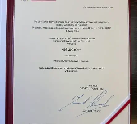 Sieniawa z dofinansowaniem na modernizację Orlika
