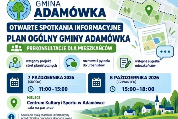 Gmina Adamówka zaprasza na prekonsultacje Planu Ogólnego