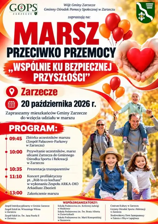 Marsz przeciw przemocy w Gminie Zarzecze – 6 października 2026