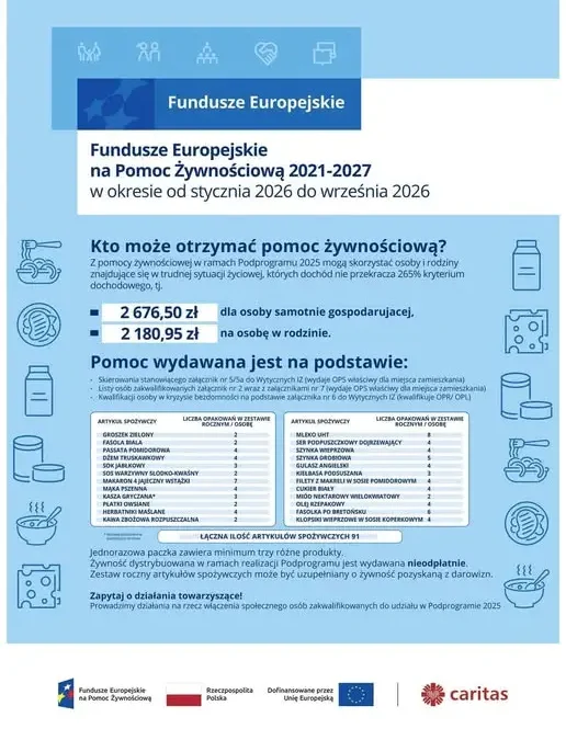 Dystrybucja żywności dla mieszkańców Gminy Zarzecze – harmonogram wydawania