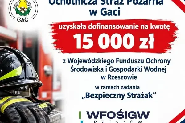 OSP Gać z dofinansowaniem z WFOŚiGW w Rzeszowie