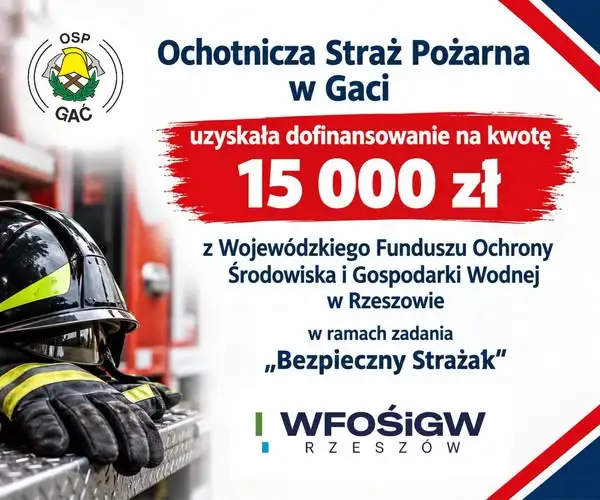 OSP Gać z dofinansowaniem z WFOŚiGW w Rzeszowie