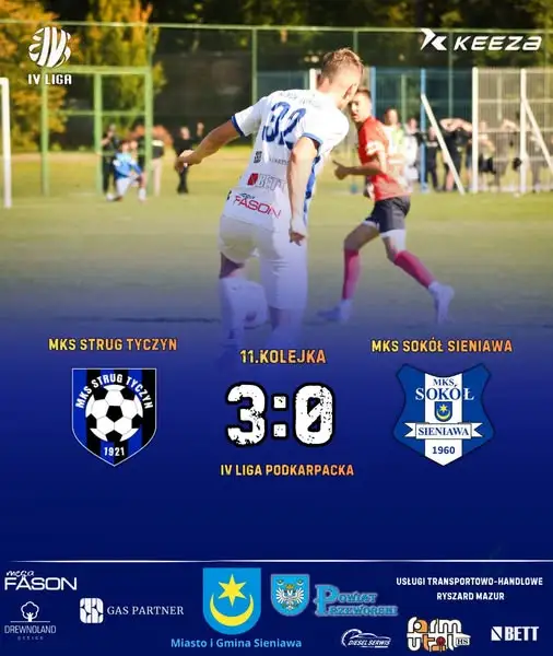 Strug Tyczyn 3:0 MKS Sokół Sieniawa – bez punktów w wyjazdowym meczu