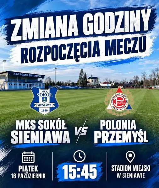 Zmiana godziny meczu Sokoła z Polonią Przemyśl