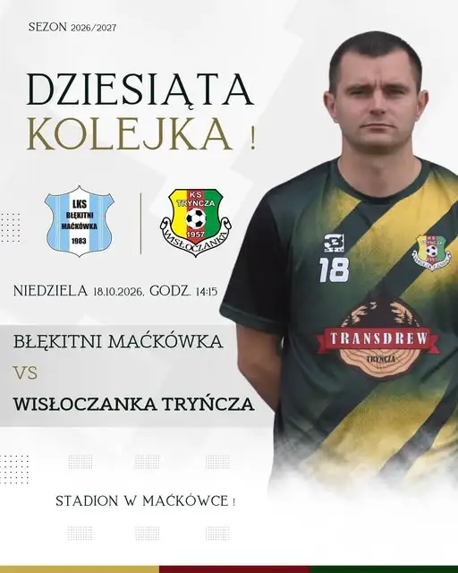 Wiśloczanka Tryńcza zagra na wyjeździe z Błękitnymi Maćkówka w 10. kolejce