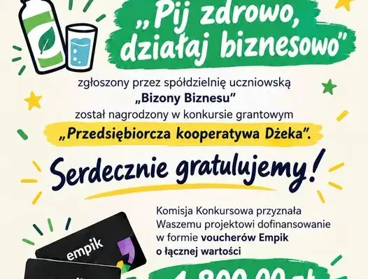 Sukces uczniów ze ZSZ w Zarzeczu w konkursie „Przedsiębiorcza kooperatywa Dżeka”