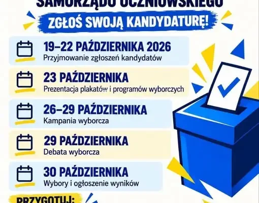 Wybory przewodniczącego samorządu uczniowskiego w ZS Zarzecze – zgłoszenia do 22 października