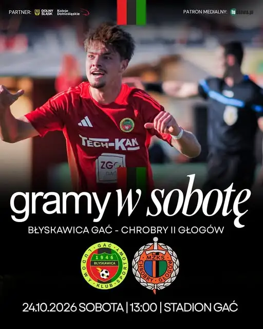 Mecz Błyskawica Gać – Chrobry II Głogów. Wstęp wolny!