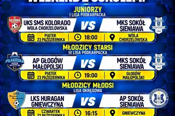 Weekend z Sokołem: mecze drużyn młodzieżowych w Sieniawie i okolicach