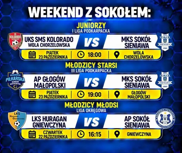 Weekend z Sokołem: mecze drużyn młodzieżowych w Sieniawie i okolicach