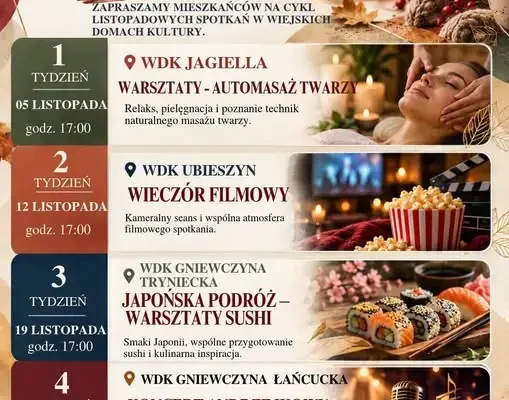 Listopadowe spotkania w Wiejskich Domach Kultury w Gminie Tryńcza